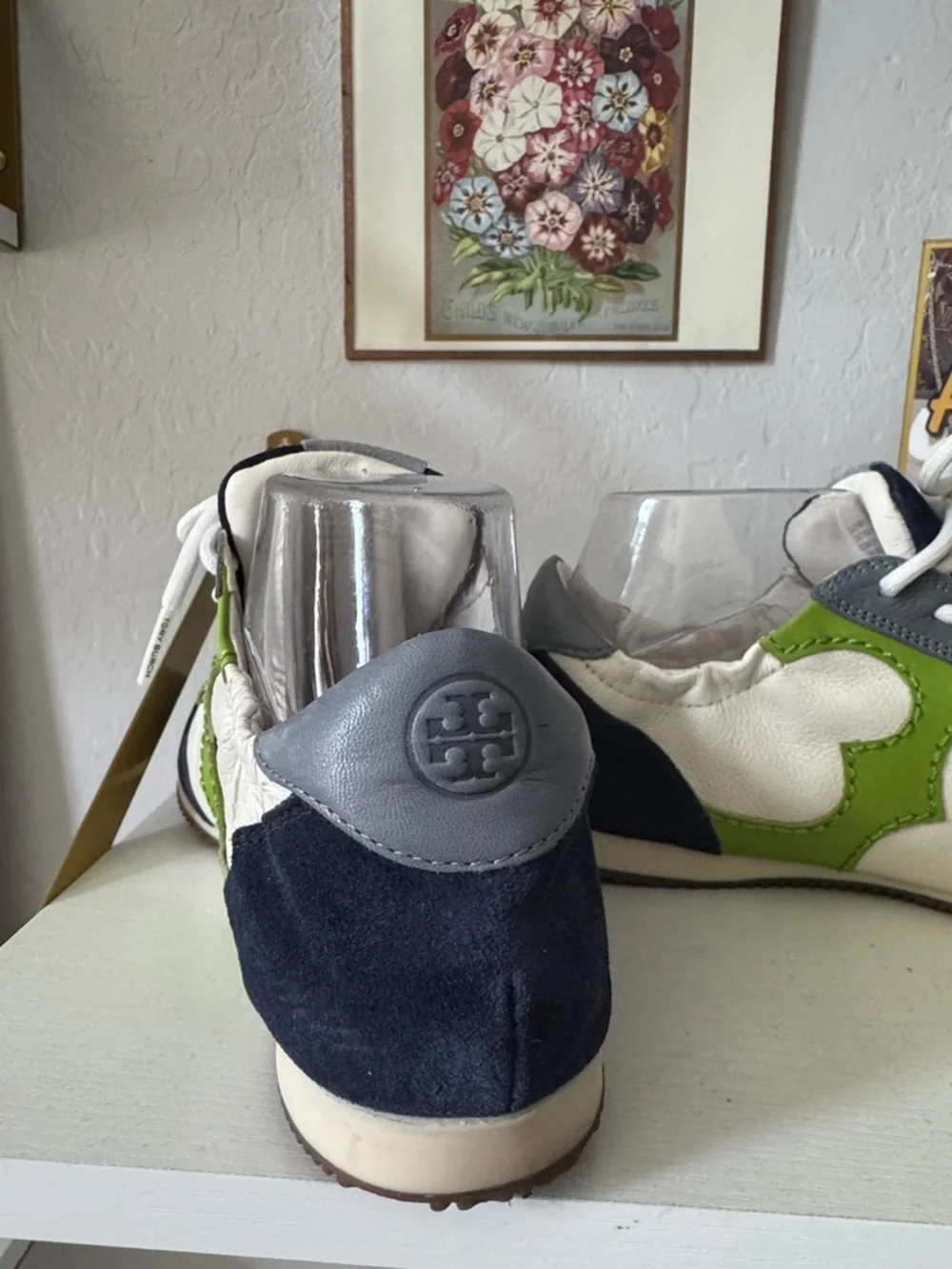 Tory Burch Bi-color green blue Leather Sneaker 8 NWOT - Picture 7 of 11